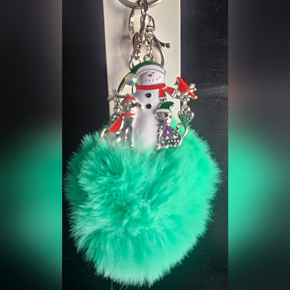 Handmade Accessories - Chic Green Fluffy Key & Card Holder